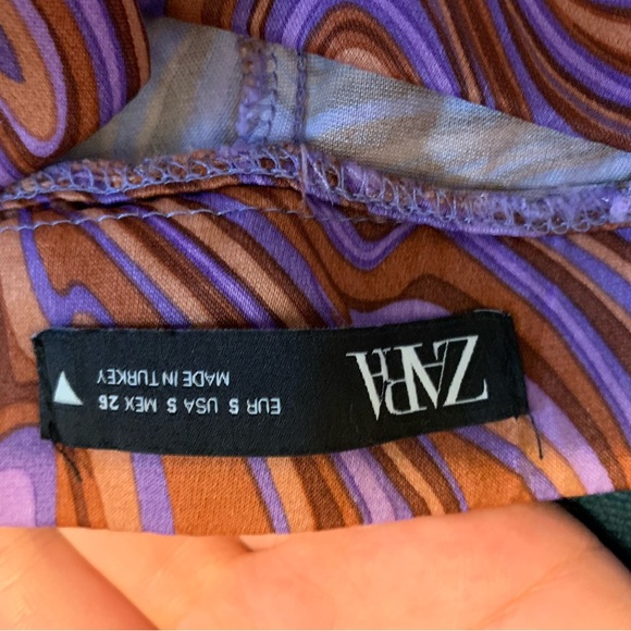 Zara swirl flare pants. Purple and orange starry night pattern. - Picture 5 of 5